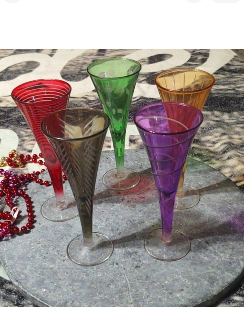 Multicolored Cordial Stemware Glasses Set of 5